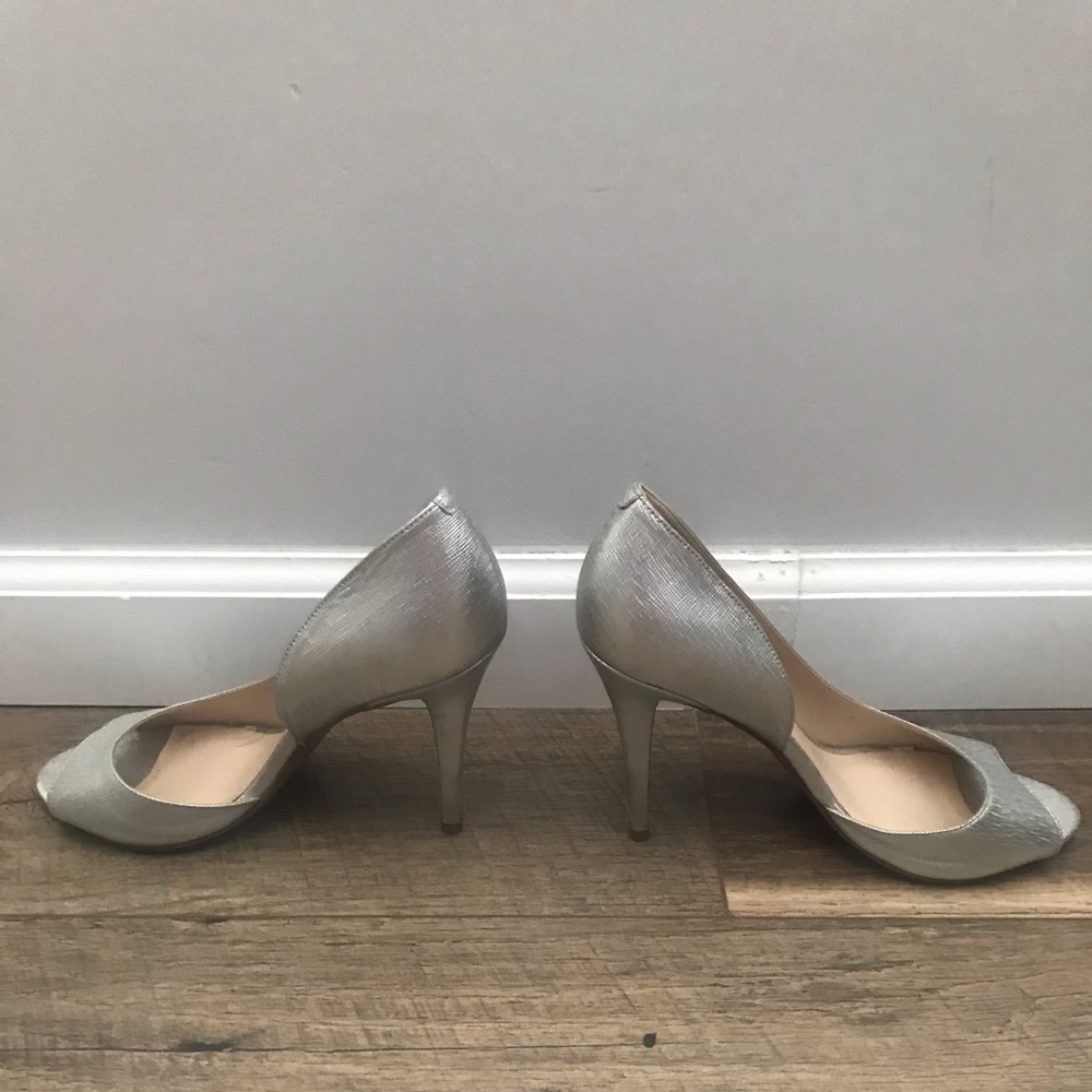 Nine West Silver open toe heels